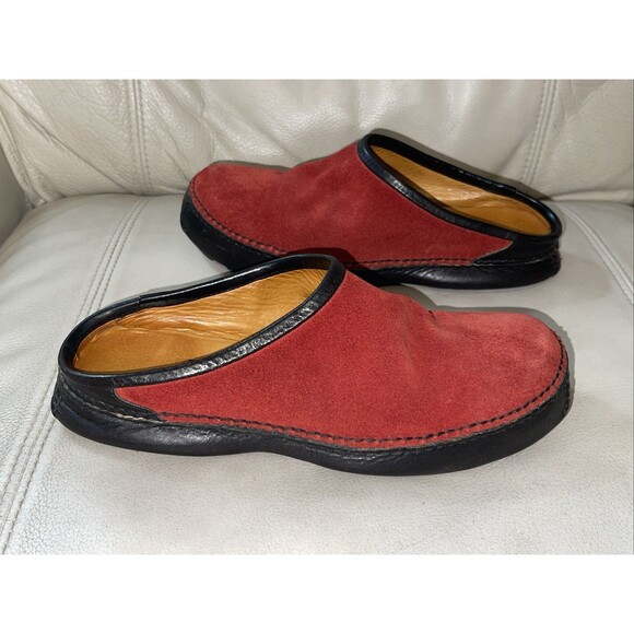 Cole Haan Red Suede Leather Slip On Mules Sandals Women's Size 7 B Country - Picture 3 of 8